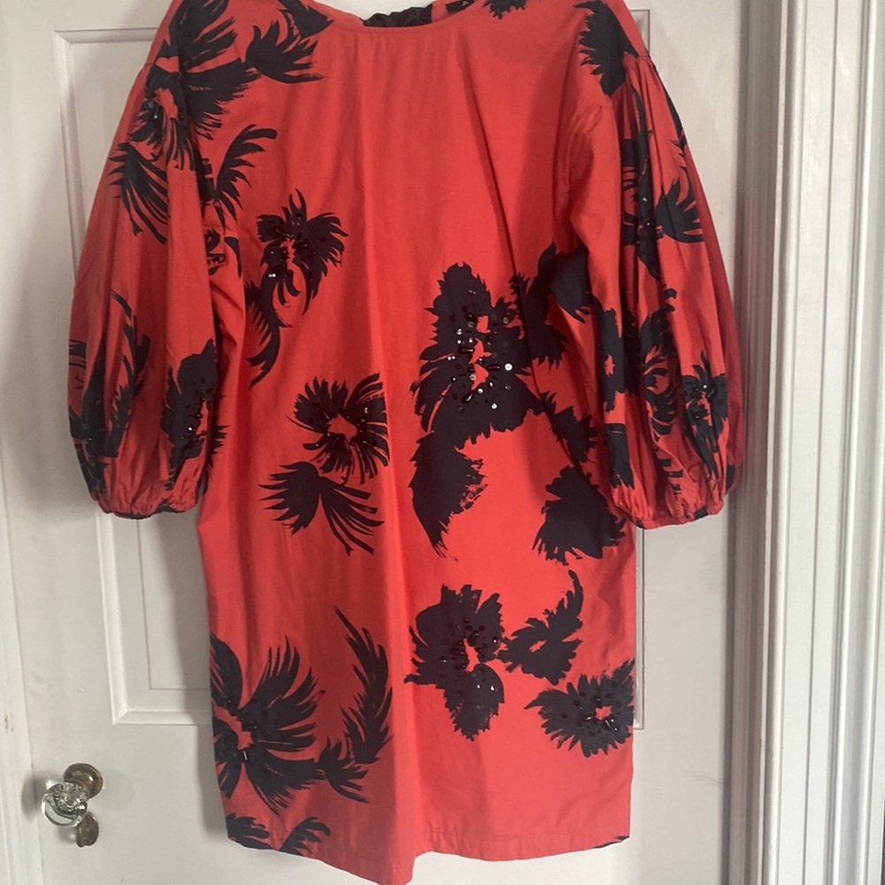 Anthropologie cotton dress with black bearing embellishments